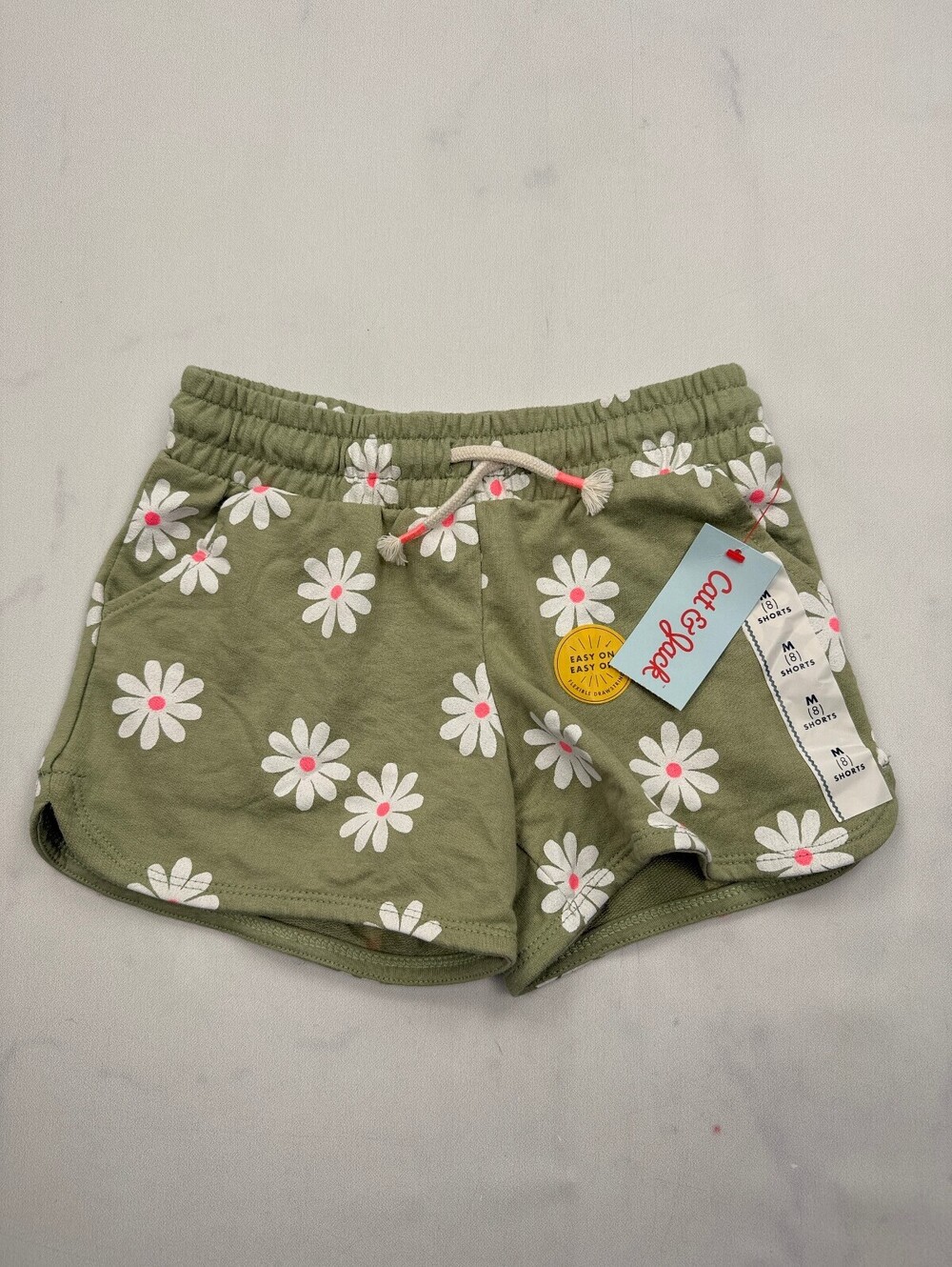 Cat & Jack Printed Flower Shorts Khaki 2010s Graphic - Girls M